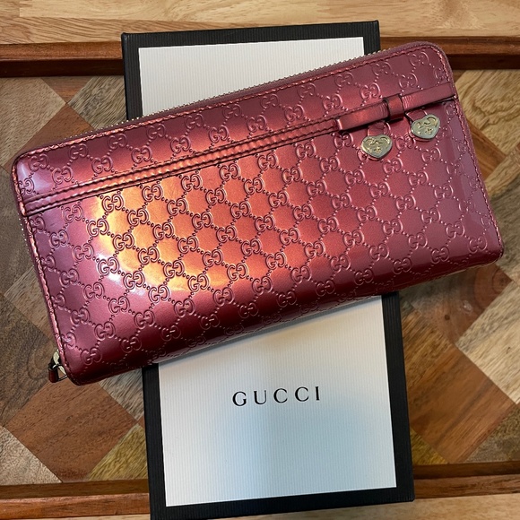 5277 Gucci Micro Guccissima Patent Leather Zip Wallet W/ Box & Dust Bag - Picture 1 of 10
